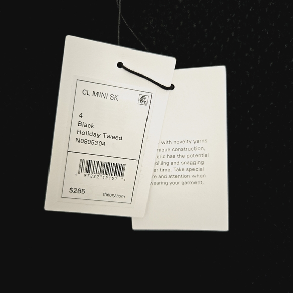 Theory Wool-Blend Black Holiday Tweed Mini Skirt - Picture 2 of 5